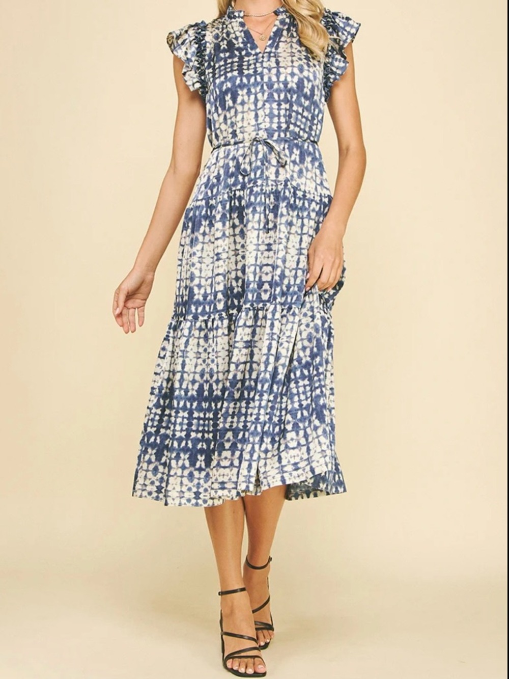 PINCH TAYTUM PRINTED TIERED WOMENS 
MIDI DRESS SIZE S
